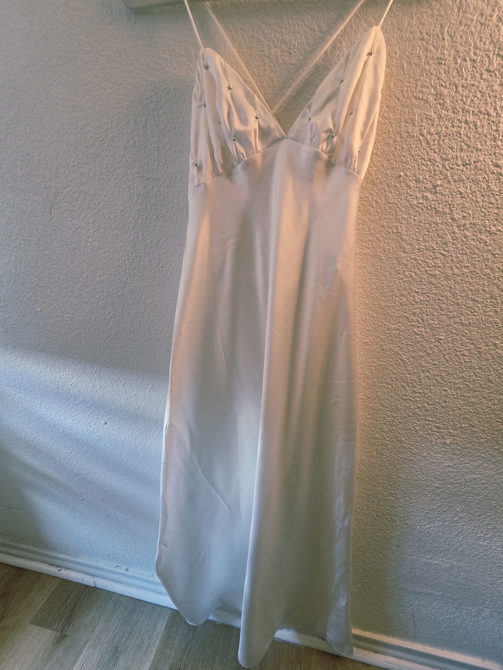Georgette Trabolsi Ivory Satin Slip with Beaded Bust Detail